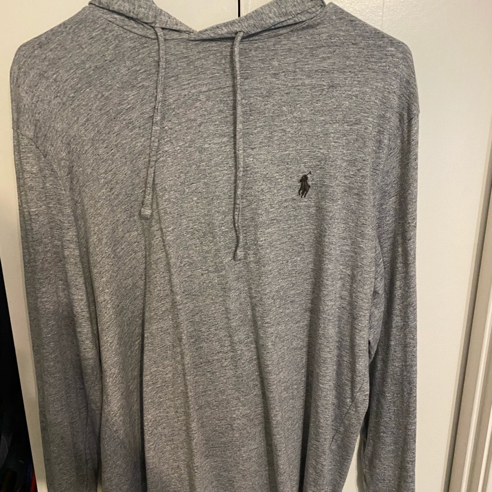 Long sleeve hooded polo shirt size M